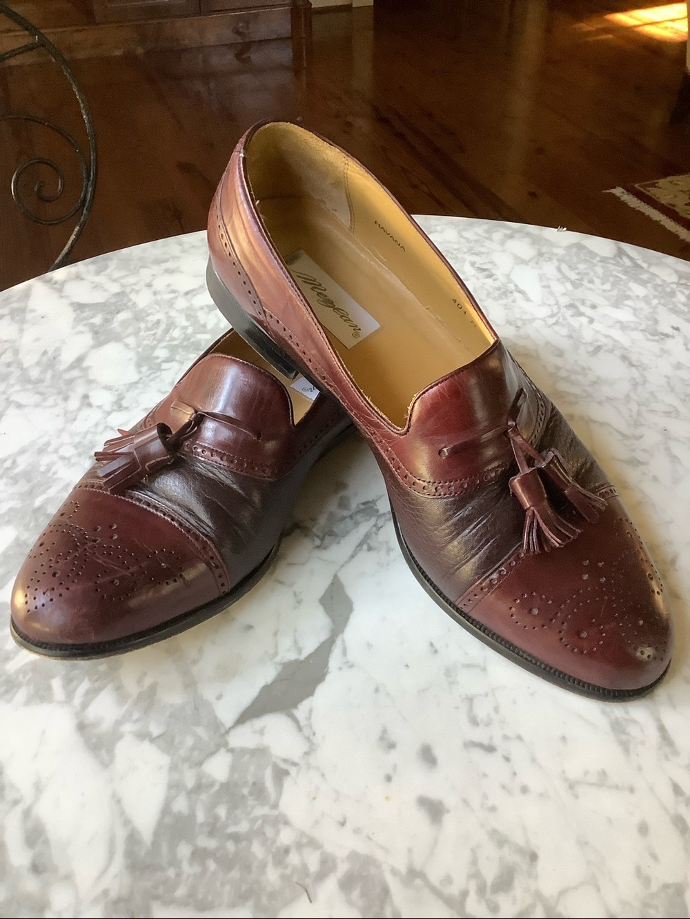 Mezlan Burgundy Tassel Slip-On Loafers